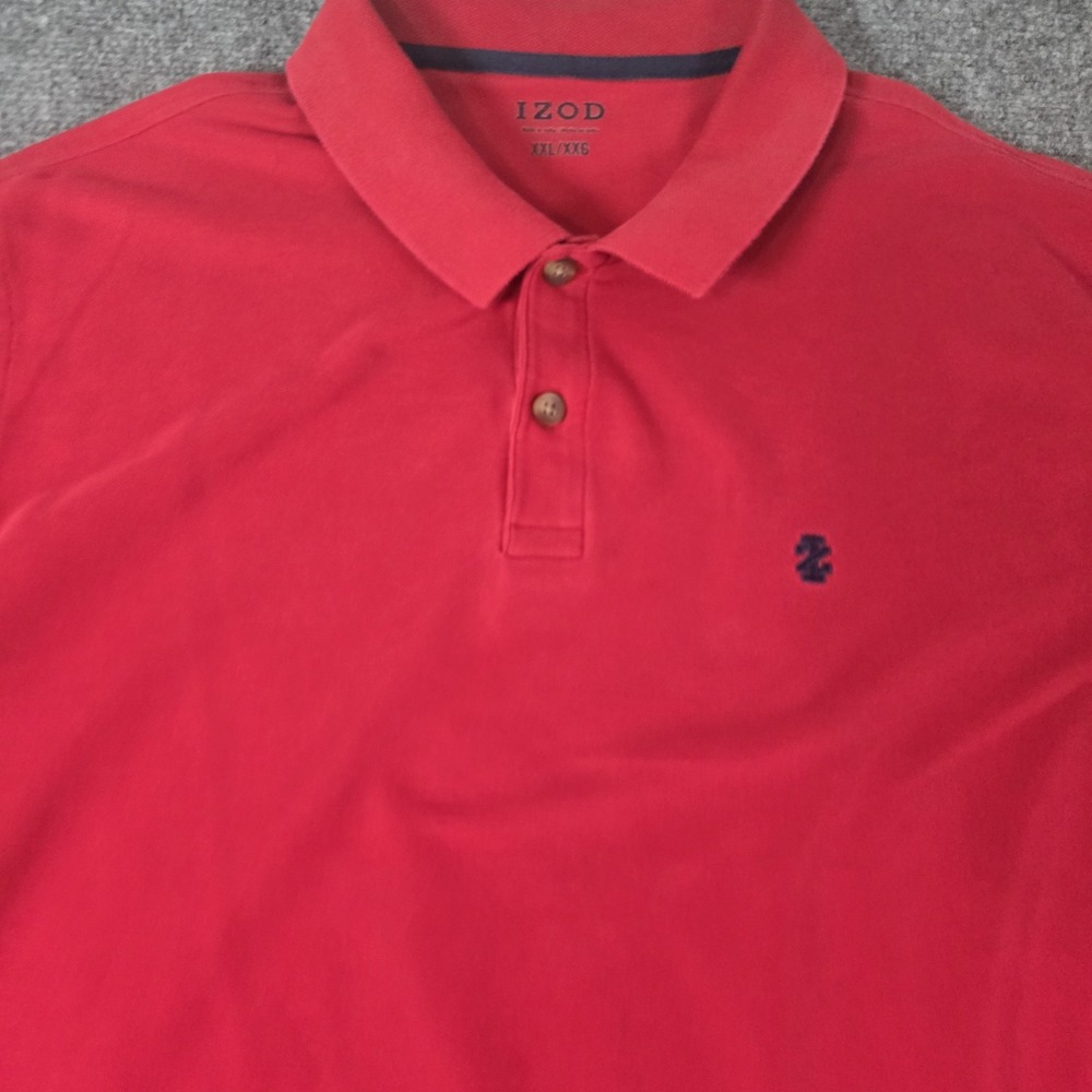 IZOD Polo Shirt Men's 2XL Red‎ Collared Short Sleeve Slim Fit Athletic Casual - Picture 2 of 12